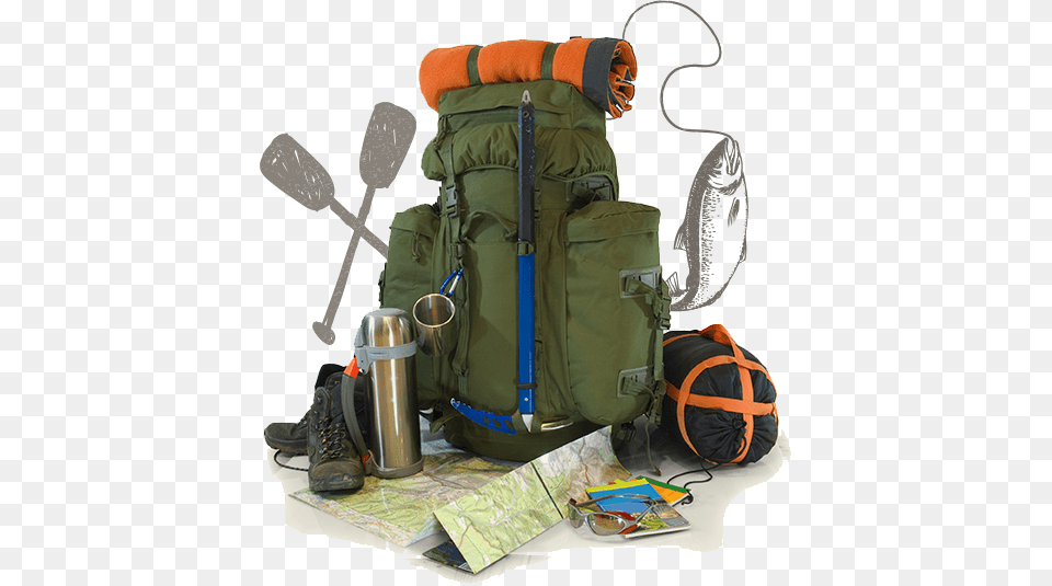 Hiking Camping Backpack, Bag, Bottle, Shaker Free Transparent Png