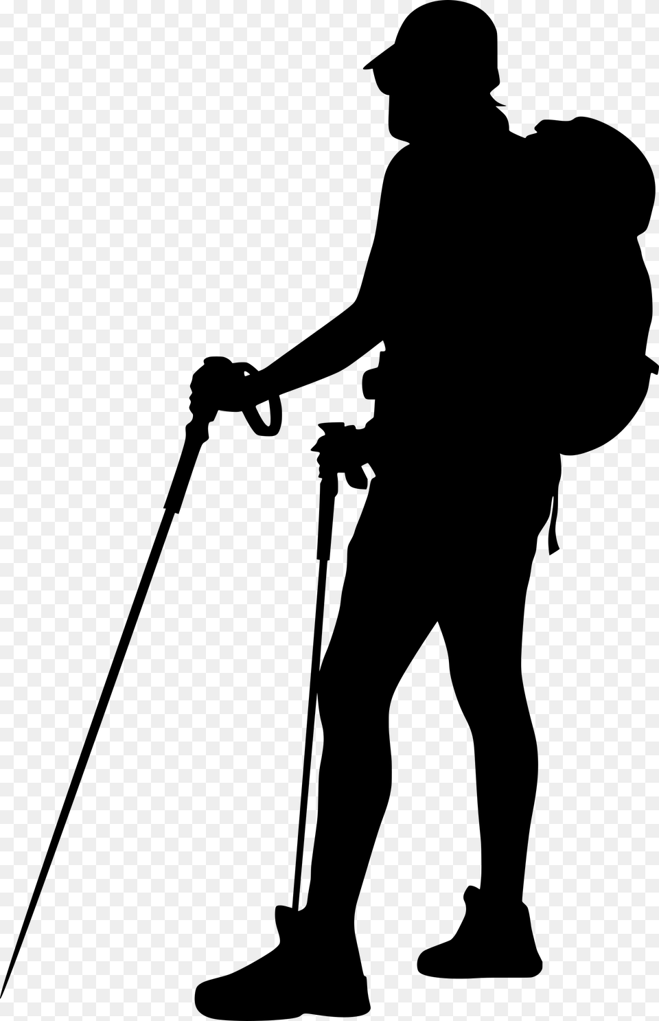 Hiking Silhouette Hiker, Gray Free Png