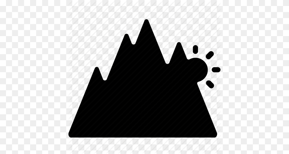 Hill Station Mountain Mountain Range Nature Sun Sunset Icon, Triangle, Silhouette, Clothing, Hat Free Png