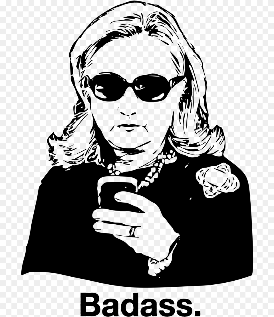 Hillary Badass Illustration, Gray Png