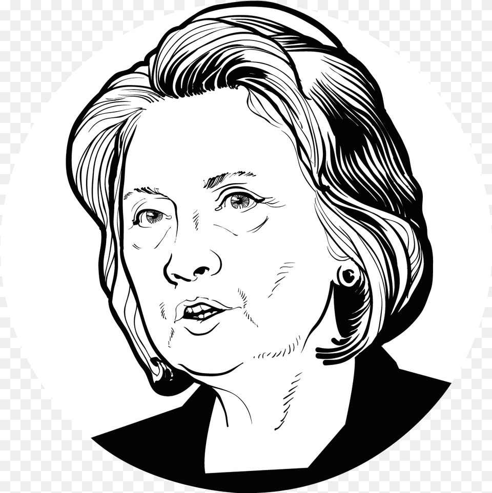 Hillary Clinton Line Drawing Line Portrait Of Hillary Clinton, Accessories, Photography, Person, Jewelry Free Png