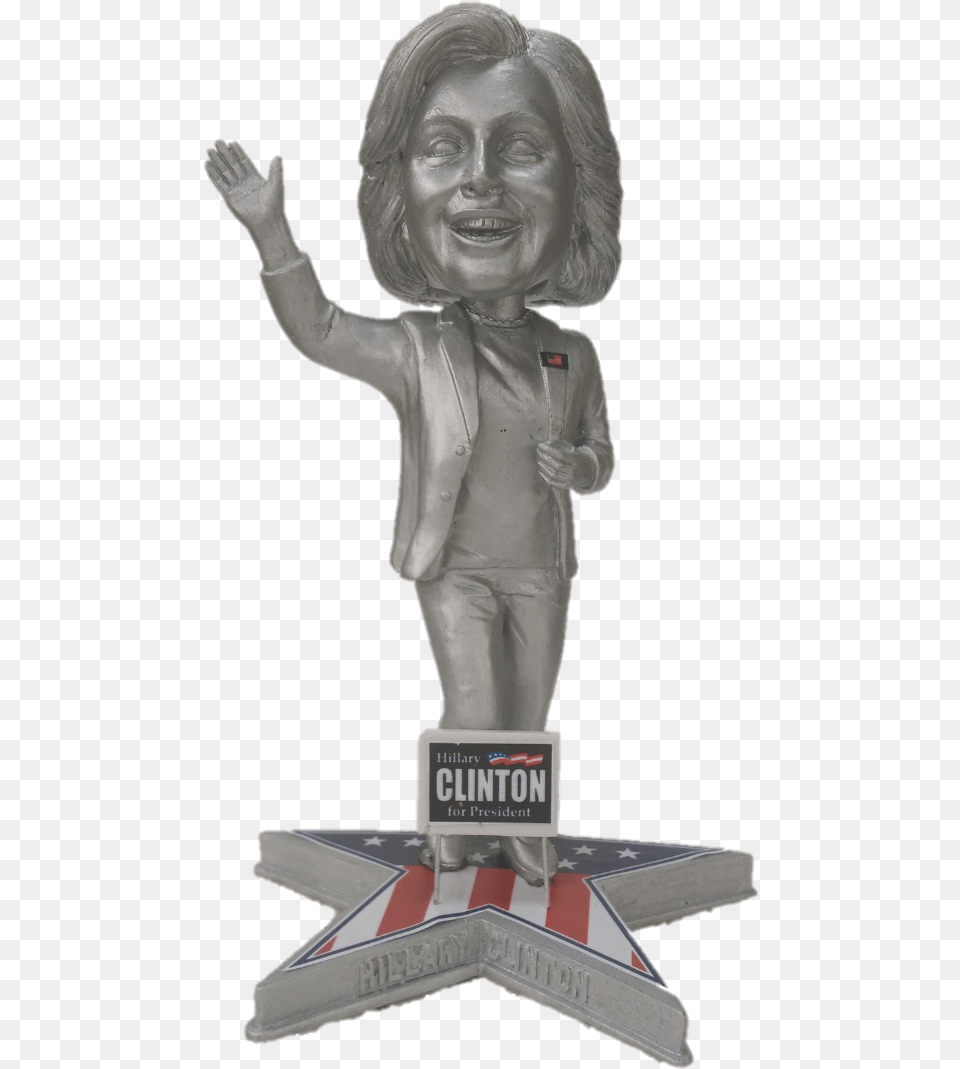 Hillary Clinton Presidential Candidate Political Bobblehead Bronze Sculpture, Person, Face, Head, Figurine Png Image