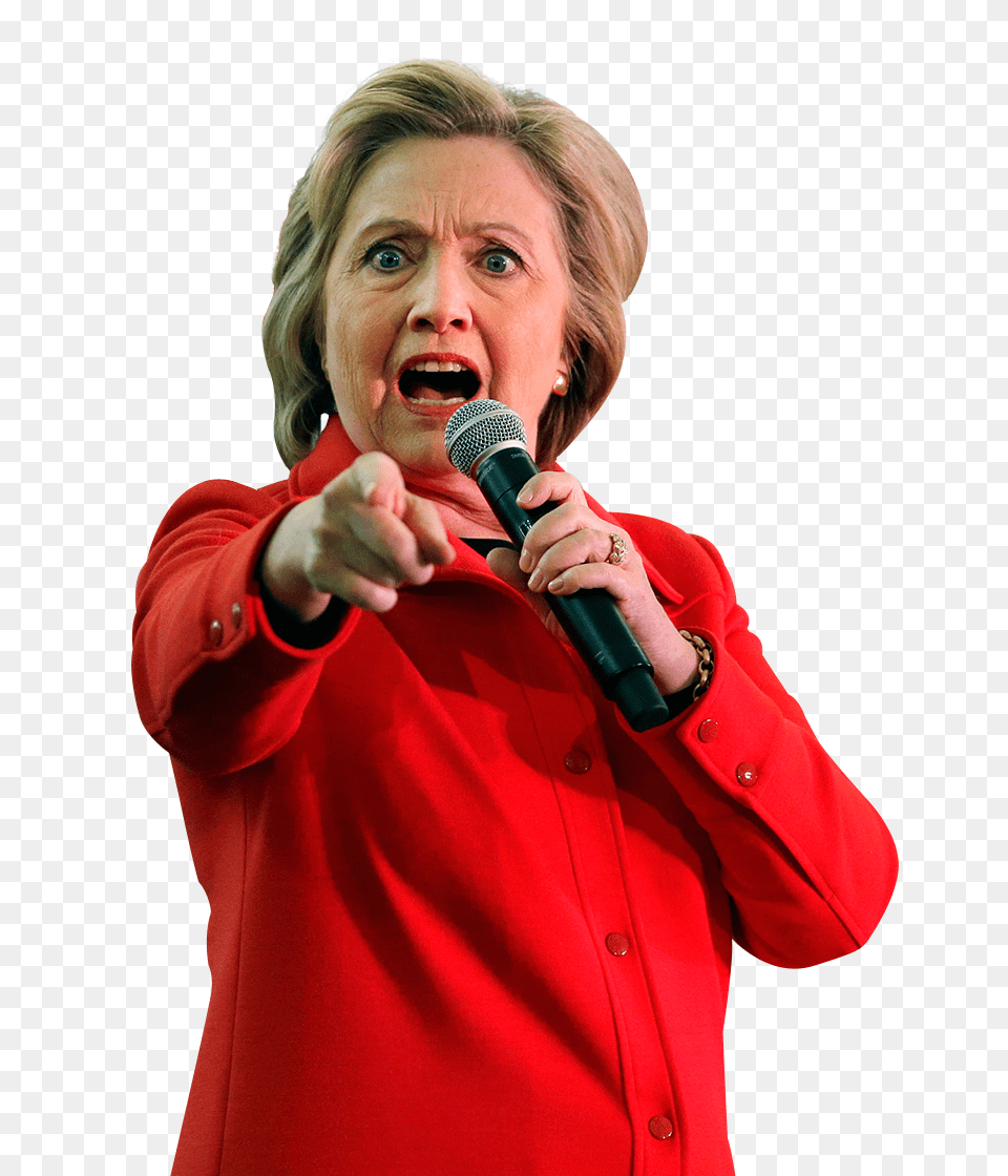 Hillary Clinton Transparent Image, Woman, Microphone, Hand, Finger Free Png Download