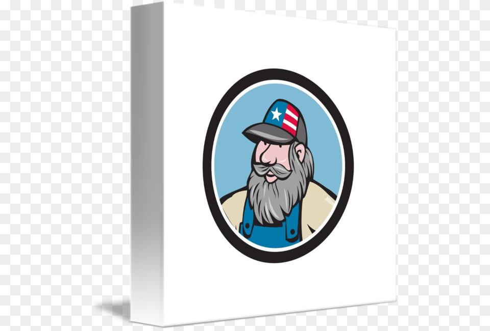 Hillbilly Man Beard Circle Cartoon, Face, Head, Person, Sticker Png Image