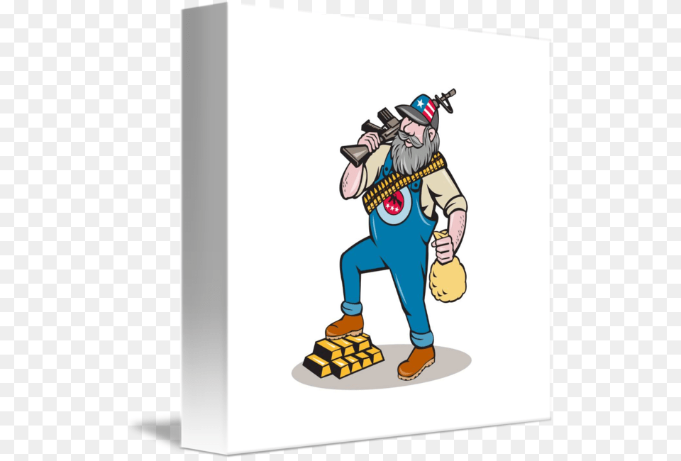 Hillbilly Man Rifle Gold Bars Money Bag Cartoon, Book, Comics, Publication, Baby Free Transparent Png