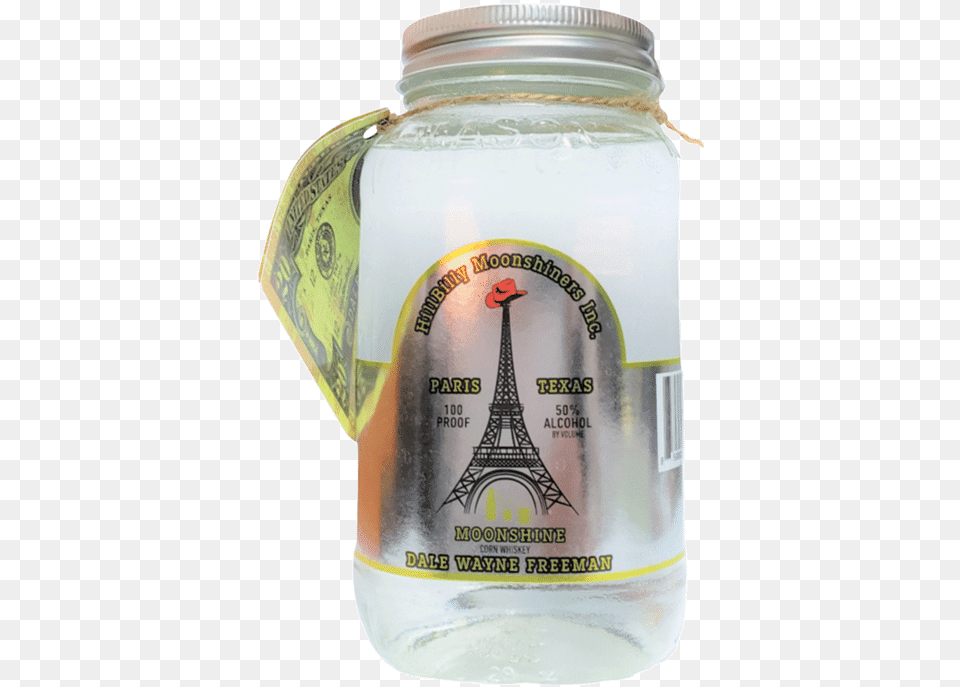 Hillbilly Texas Moonshine Glass Bottle, Jar, Shaker Free Transparent Png