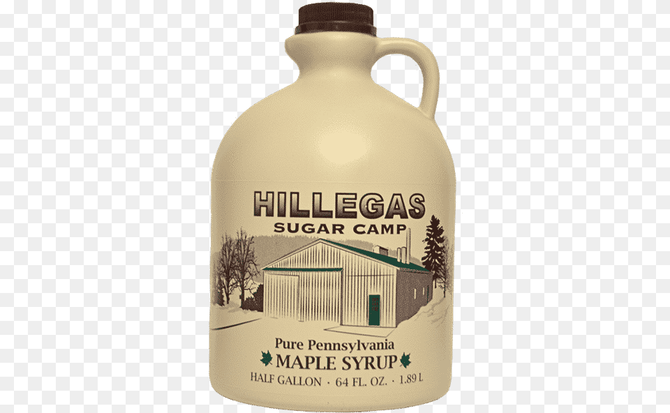 Hillegas Sugar Camp Half Gallon Maple Syrup Maple Syrup, Jug, Food, Seasoning Png Image