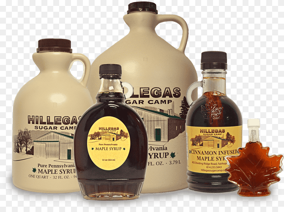Hillegas Sugar Camp Pure Maple Syrup Glass Bottle, Food, Seasoning Png Image