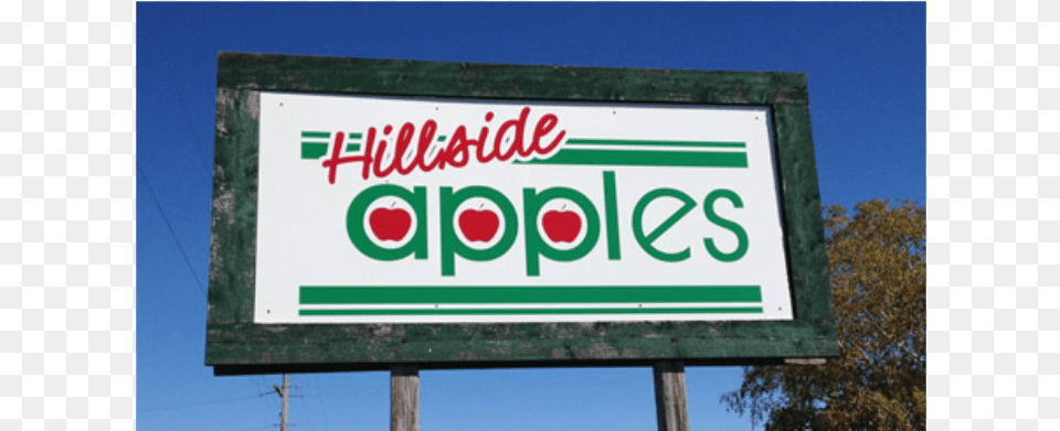 Hillside Apples, Sign, Symbol, Advertisement, Outdoors Png Image