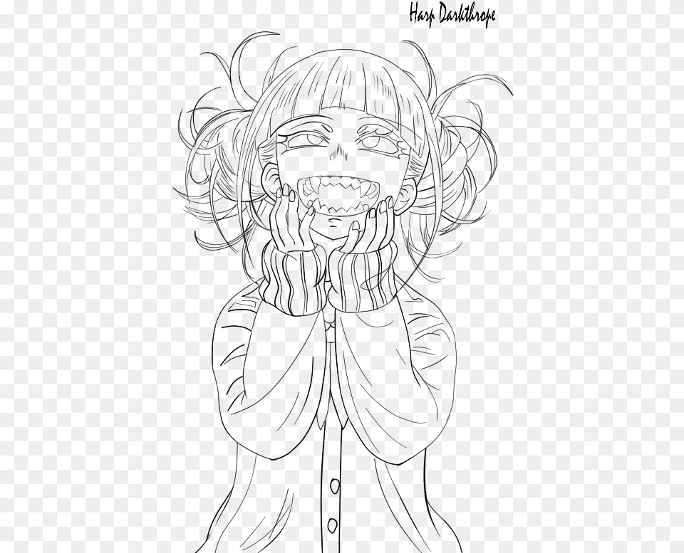 Himiko By Harp Darkthrope Himiko Toga Line Art, Gray Free Png Download