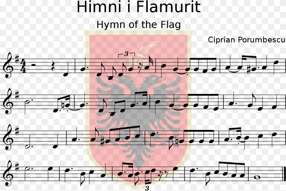Himni I Flamurit Shqiptar Me Nota Muzikore, Armor, Shield Free Png Download