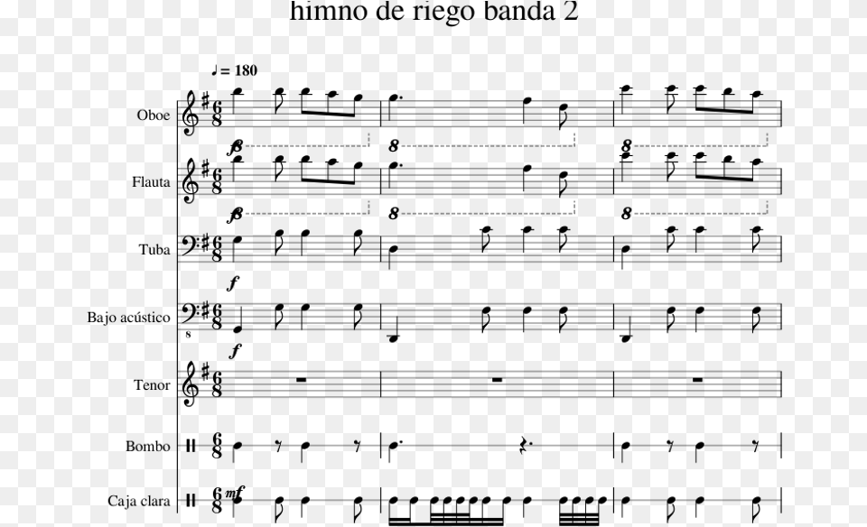 Himno De Riego Banda 2 Sheet Music For Oboe Trumpet Himno De Riego Partitura, Gray Free Png Download