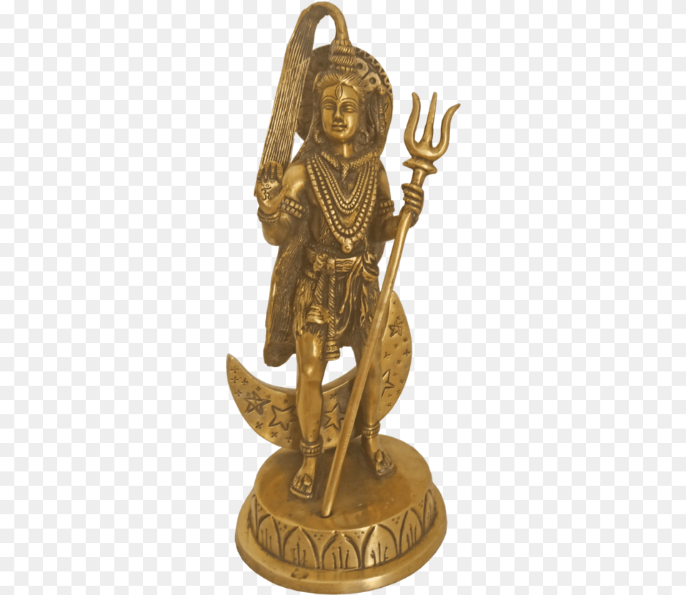 Hindu God Lord Shiva Standing With Half Moon In His Siva Sulam, Bronze, Person, Face, Head Free Png