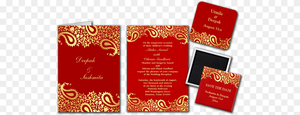 Hindu Marriage Invitation Cards Paisleys Elegant Indian Paisleys Elegante Indische Hochzeit Gefaltete Grukarte, Advertisement, Poster, Text Png Image