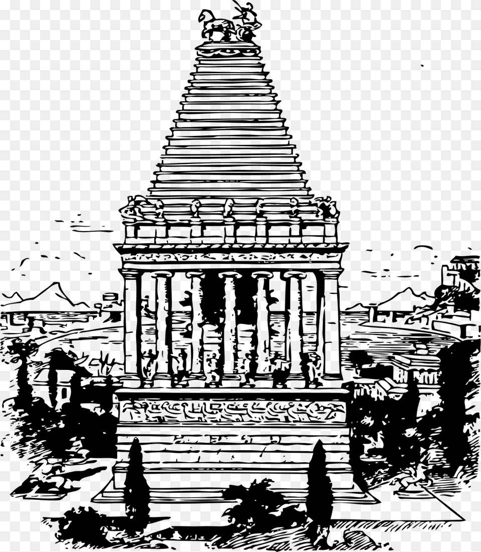 Hindu Temple Clipart, Gray Png