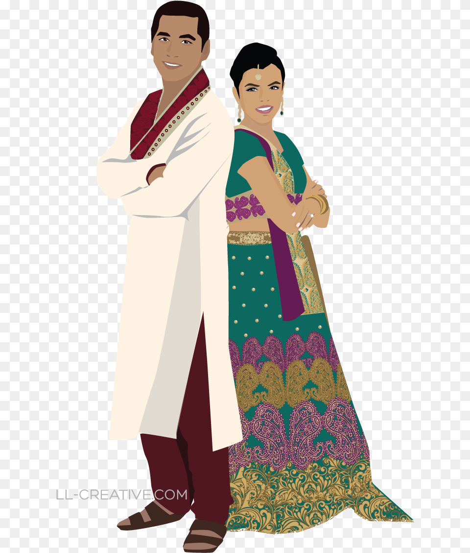 Hindu Wedding Clipart Indian Couple Clipart, Adult, Person, Woman, Female Png
