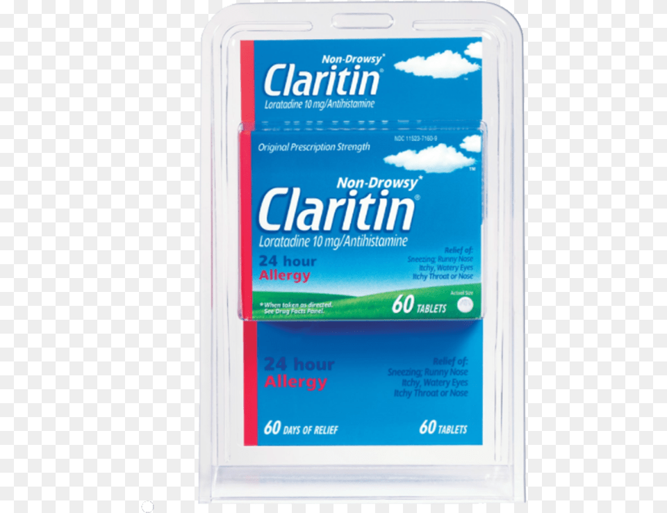 Hinged Clamshell Packaging Claritin 24 Hour Non Drowsy Indoor Amp Outdoor Allergies, Business Card, Paper, Text Png Image