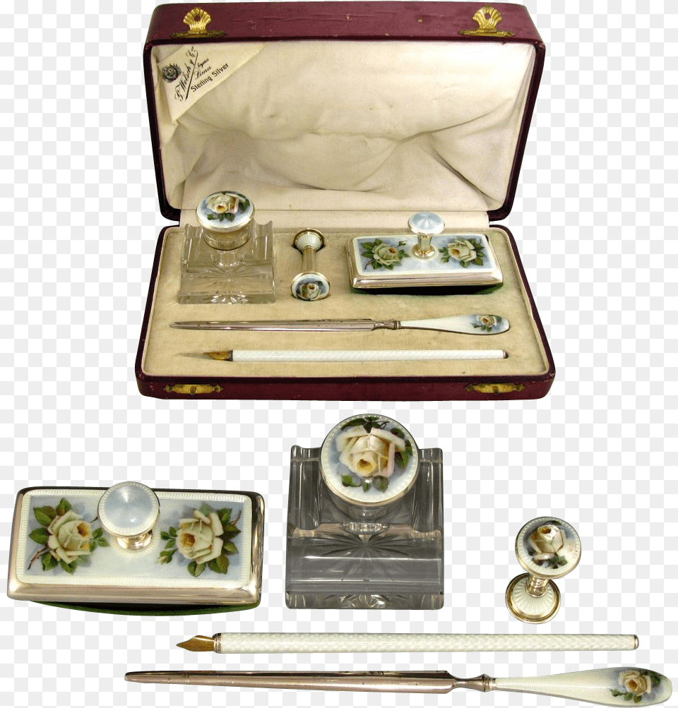 Hinged Cut Crystal Inkwell With Beveled Edges Wheel Pen, Cutlery, Bottle, Cosmetics, Perfume Png Image