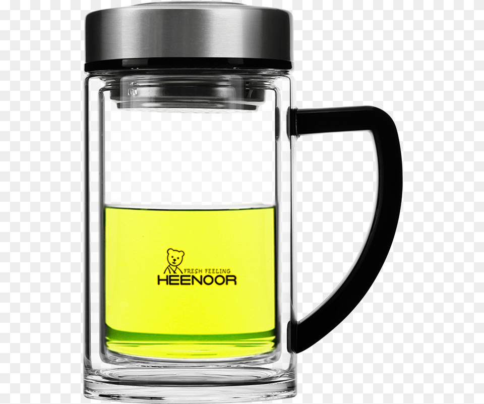Hino Double Glass Insulated With Handle Office Tea Cup Water Bottle, Jug, Cosmetics, Perfume, Stein Free Transparent Png