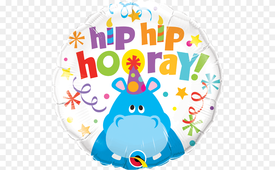 Hip Hip Hooray Hippo 18quot Foil Balloon Hip Hip Hooray Birthday Hippo, Birthday Cake, Cake, Cream, Dessert Free Png Download