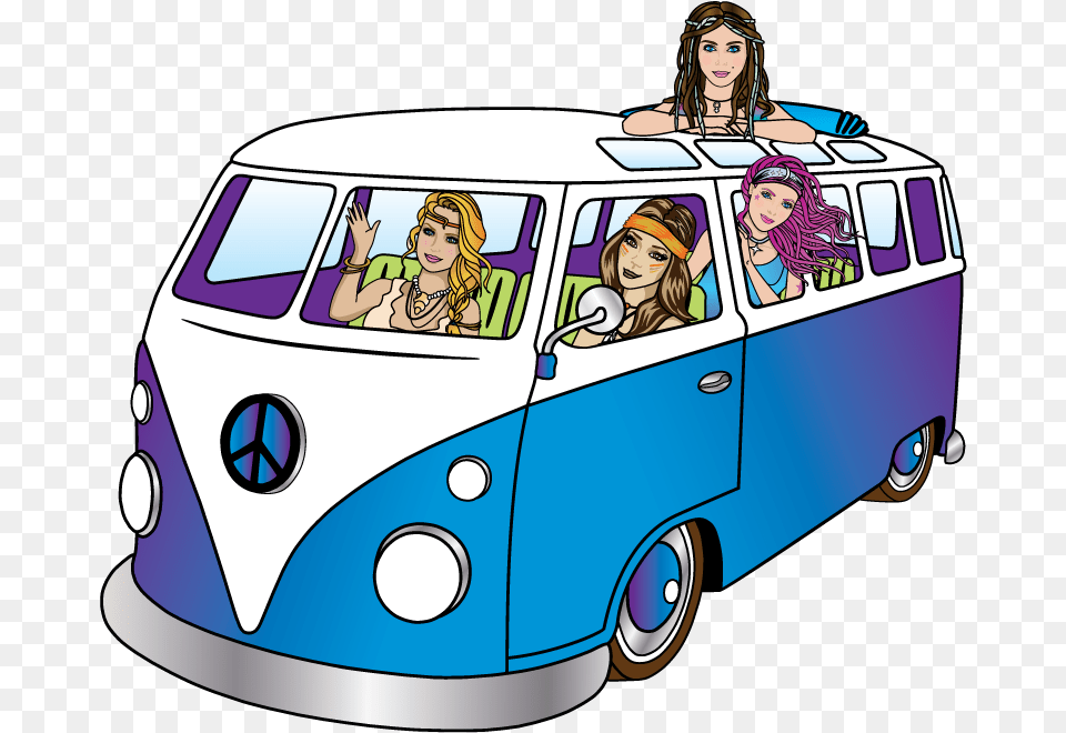 Hippie Chicks Vw Bus For Cbd Thc Chocolate Volkswagen Type, Vehicle, Caravan, Van, Transportation Png Image