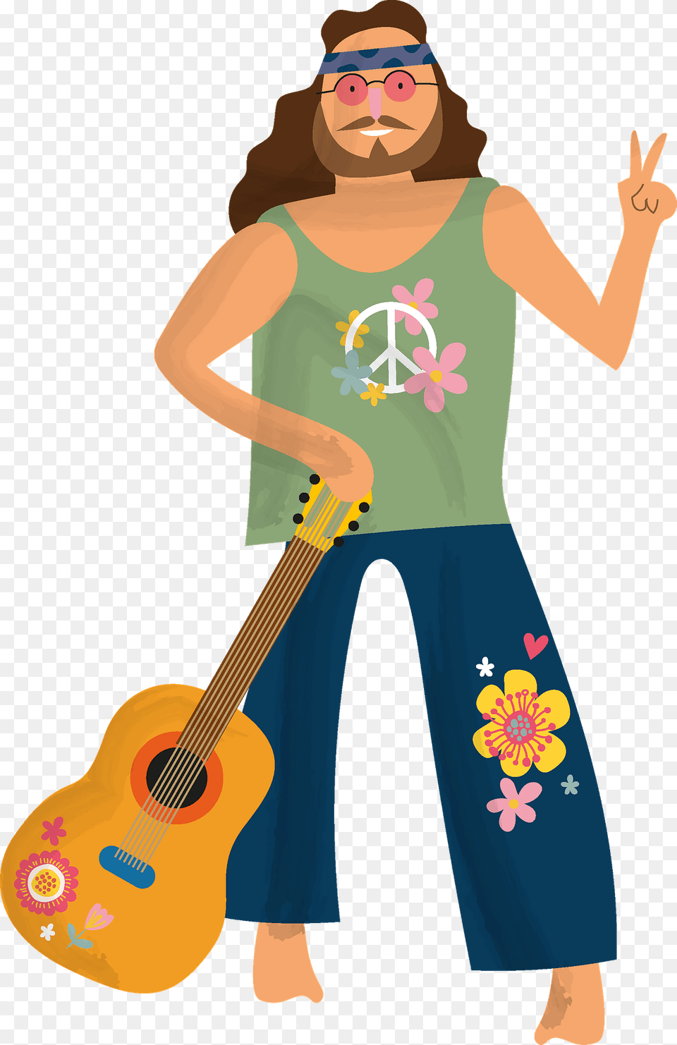 Hippie Clipart, Person, Guitar, Musical Instrument, Face Free Transparent Png