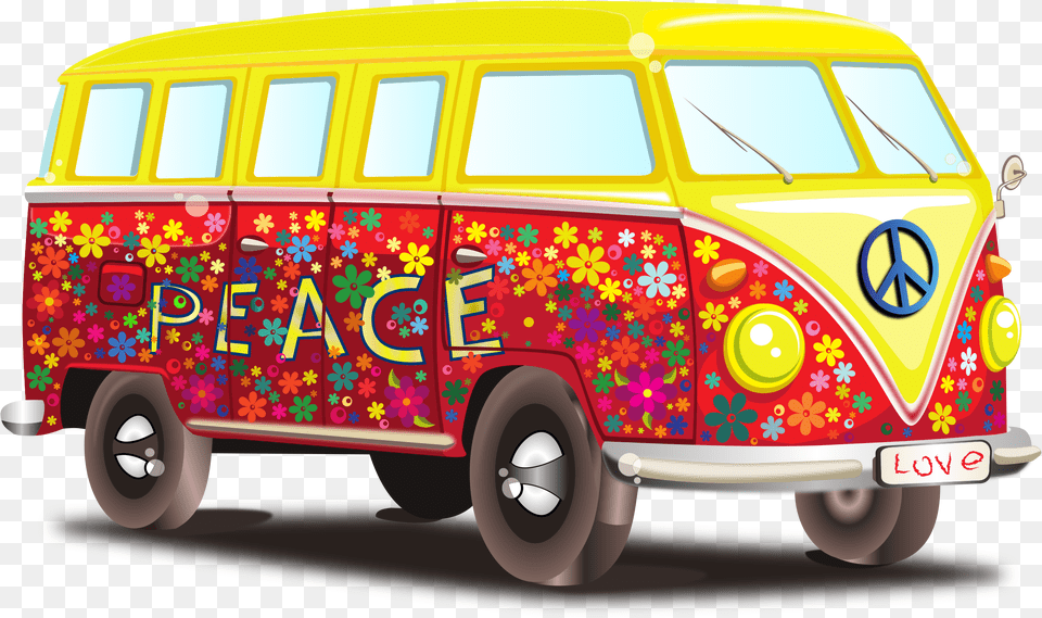 Hippie Clipart Vw Peace And Love, Caravan, Transportation, Van, Vehicle Free Png Download