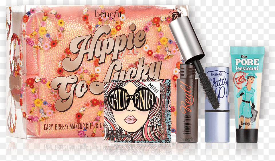 Hippie Go Lucky Makeup Set Contains Four Benefit Minis Hippie Go Lucky Kit, Accessories, Sunglasses, Cosmetics, Lipstick Png Image