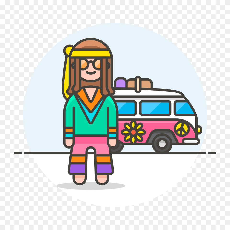 Hippie Male Icon Streamline Ux Iconset Streamline Icons, Person, Transportation, Van, Vehicle Png Image