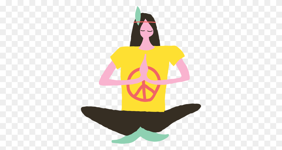Hippie Man Doing Yoga Doodle, Adult, T-shirt, Person, Female Free Png Download