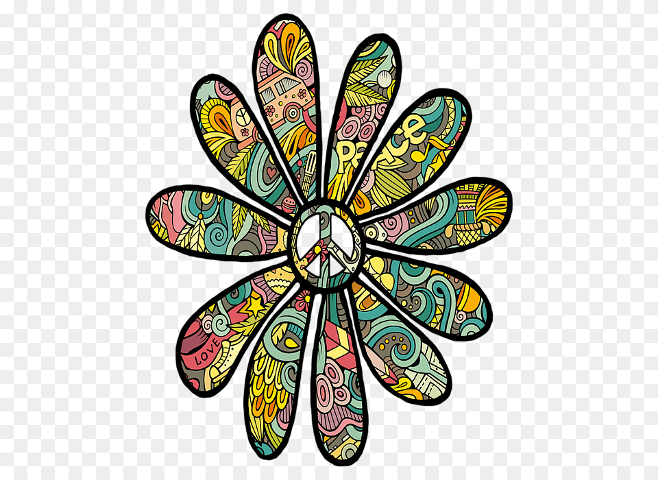 Hippie Peace Sign, Art, Graphics, Floral Design, Pattern Png Image