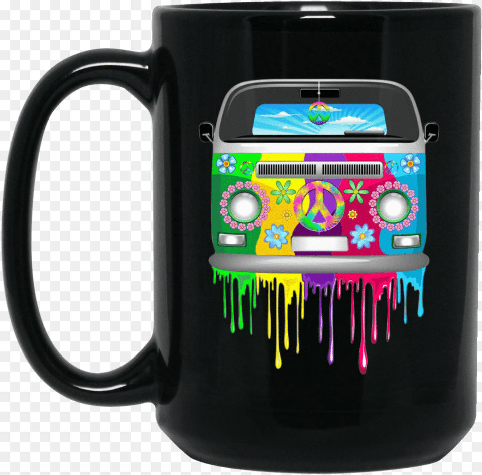 Hippie Van Black Mug Hippie Murals, Cup, Beverage, Coffee, Coffee Cup Free Png