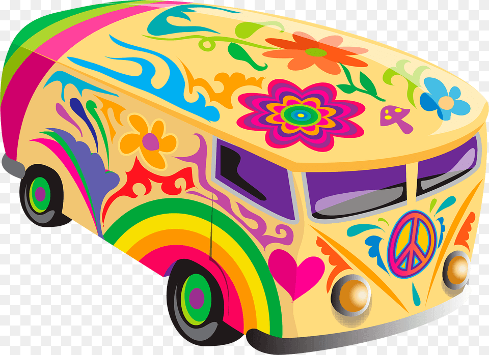 Hippie Van Clipart, Bus, Transportation, Vehicle, Caravan Png