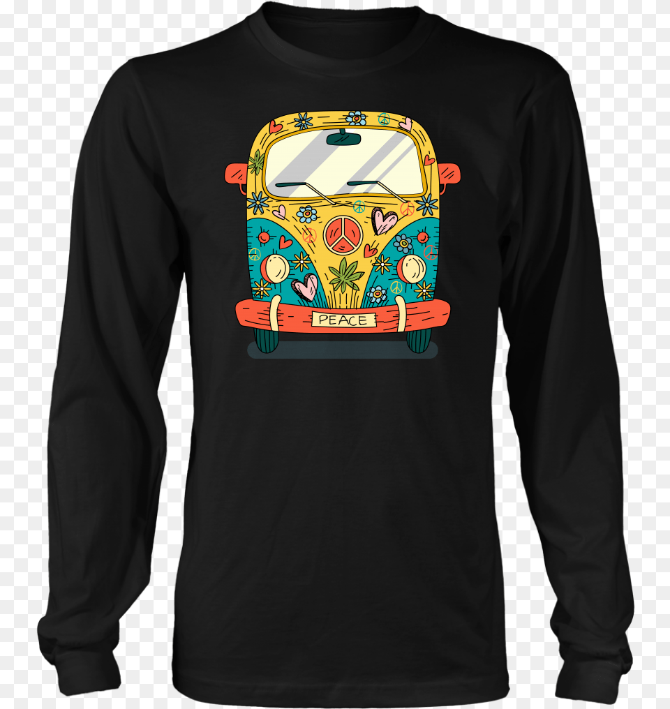 Hippie Van Peace Bus T Shirts Van Road Trip You Cant Scare Me Im Italian, Clothing, Long Sleeve, Sleeve, T-shirt Png