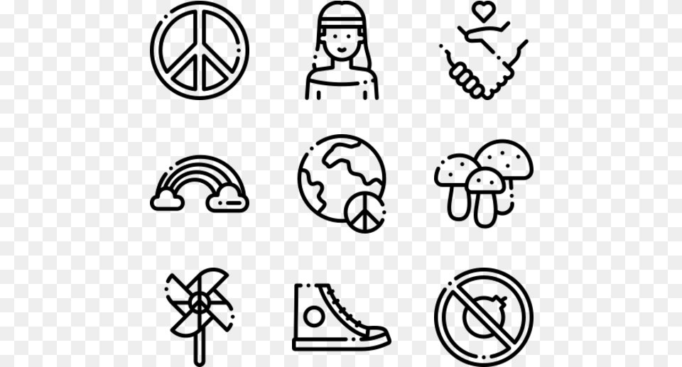 Hippies Hand Drawn Icon, Gray Png