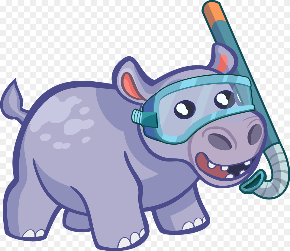 Hippo In Diving Mask Clipart, Outdoors, Bulldozer, Machine, Nature Png Image