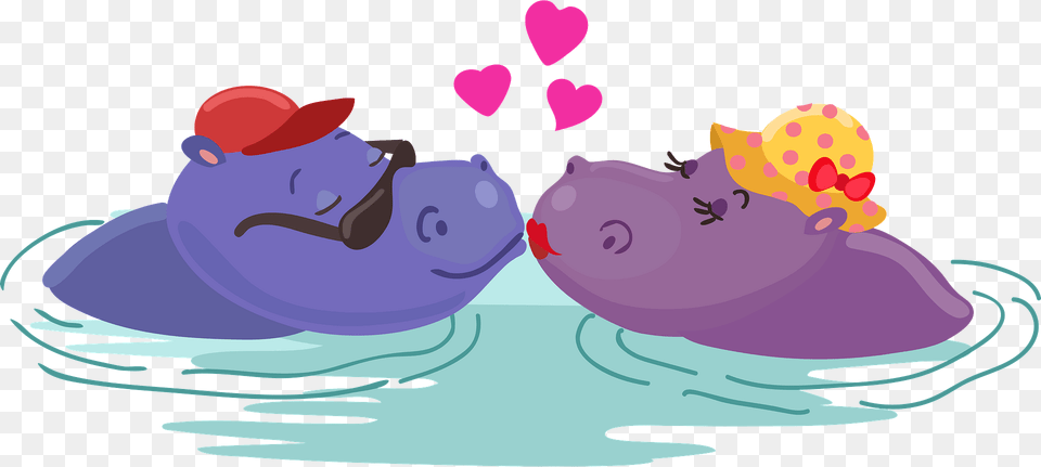 Hippos In Love Clipart, Water Sports, Water, Leisure Activities, Swimming Png