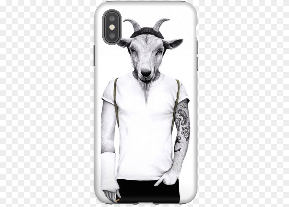 Hipster Goat Case Iphone Xs Max Tough Sanna Wieslander, Tattoo, Skin, Person, Mammal Png Image