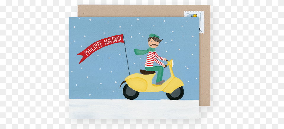 Hipster Holiday Card Illustration, Scooter, Transportation, Vehicle, Baby Free Transparent Png