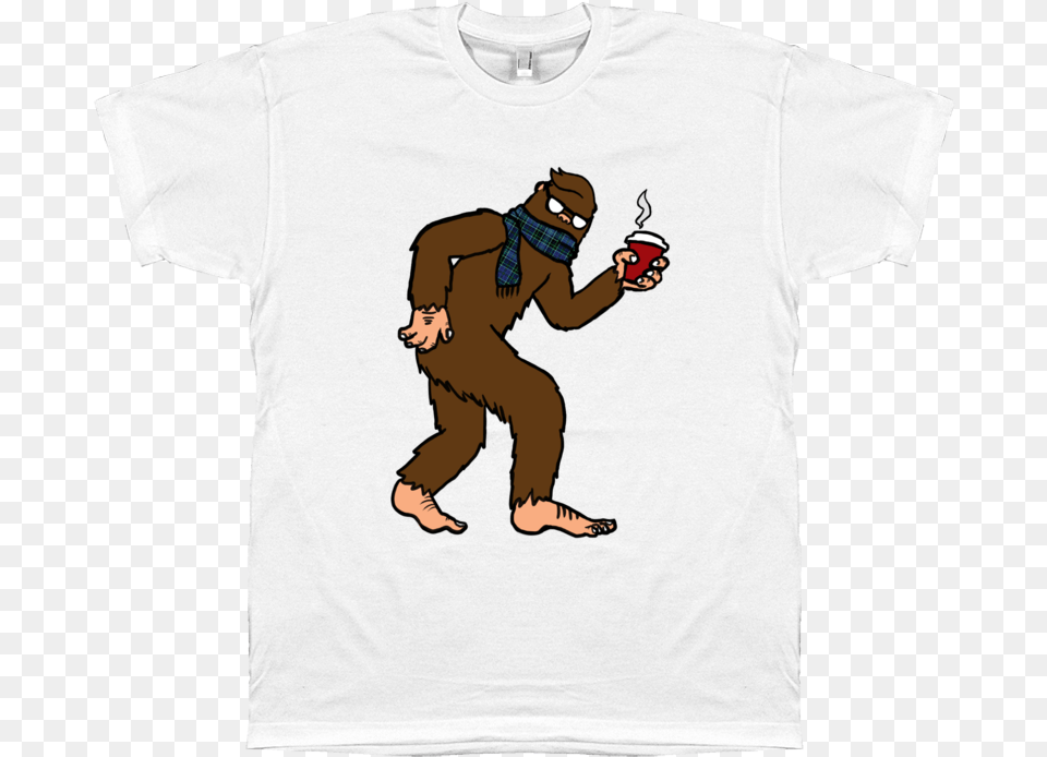 Hipster Sasquatch T Shirt Cartoon, T-shirt, Clothing, Person, Man Free Transparent Png