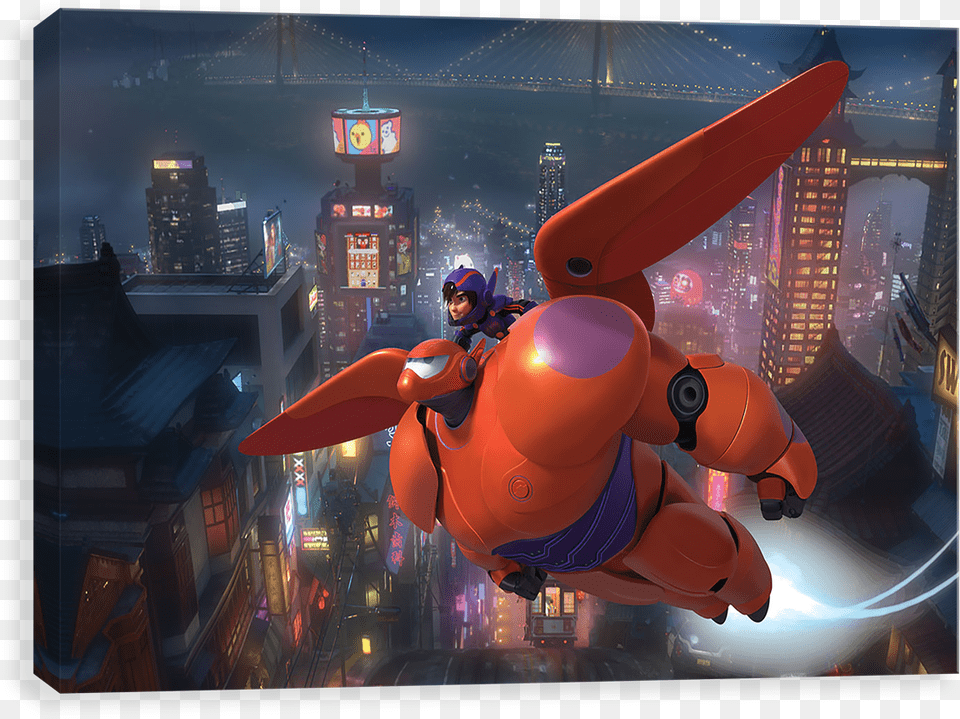 Hiro Baymax Flying Over City Disney Marvel Big Hero 6 Silver Necklace, Architecture, Building, Baby, Person Free Png Download