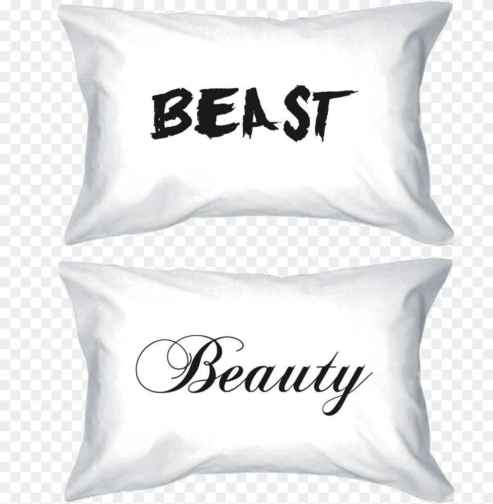 His And Hers Pillowcases Beauty And The Beast Pillow, Cushion, Home Decor, Person Free Png Download
