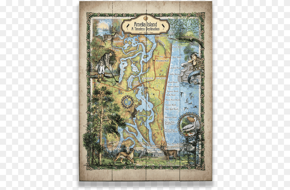 Historic Amelia Island Florida Vintage Map Painting, Plot, Chart, Person, Man Free Transparent Png