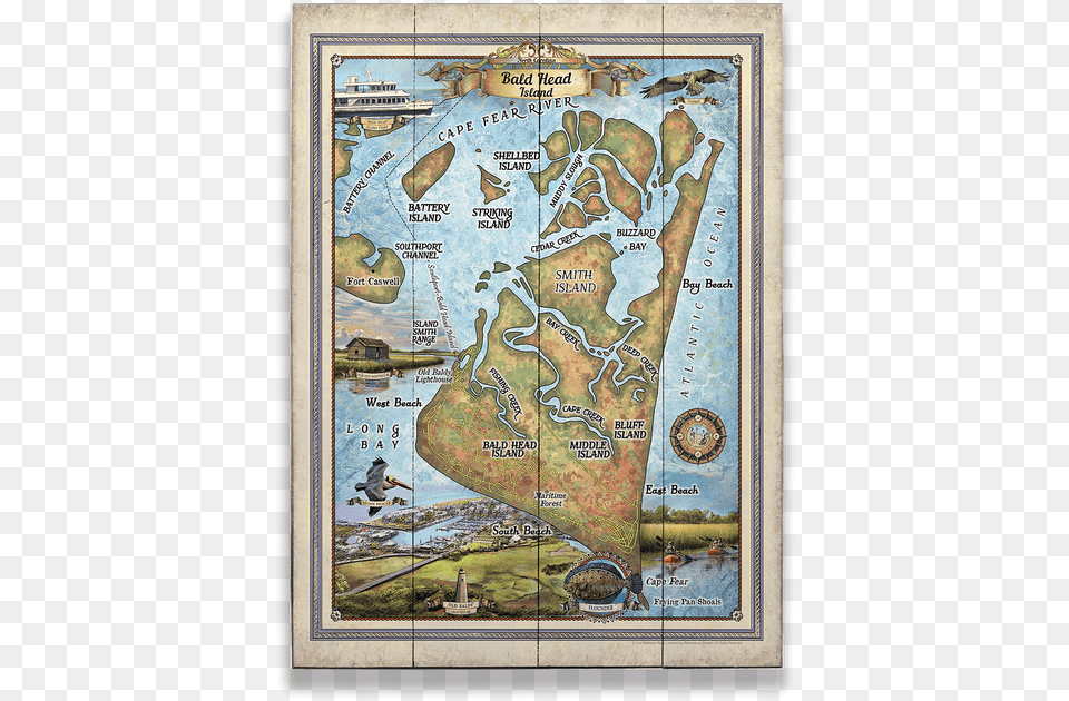 Historic Bald Head Island Nc Vintage Map Painting, Plot, Chart, Diagram, Atlas Free Png Download