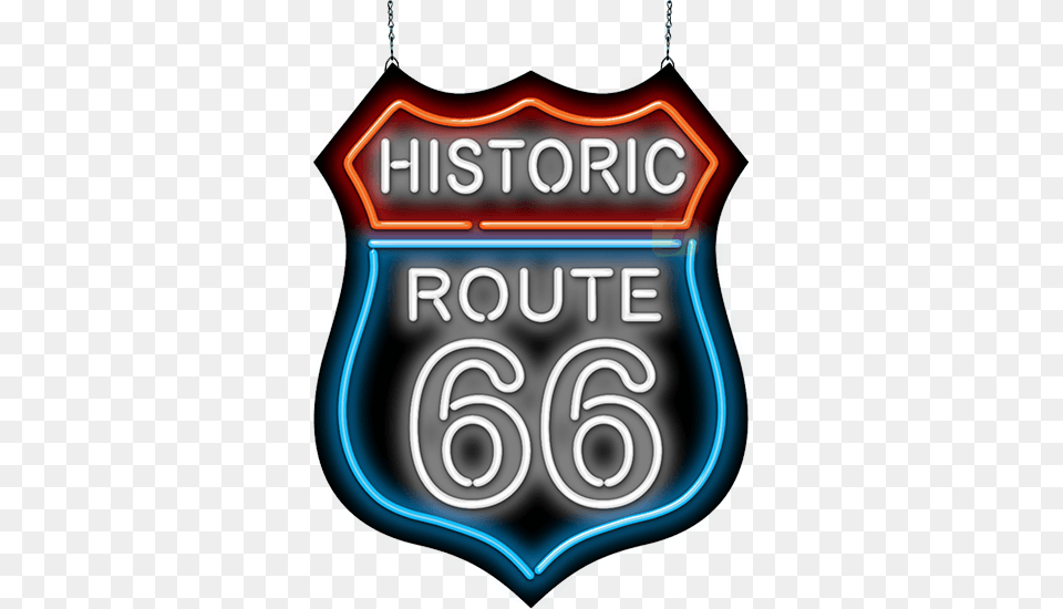 Historic Route 66 Neon Sign Jantec Neon Products, Light, Symbol Free Png