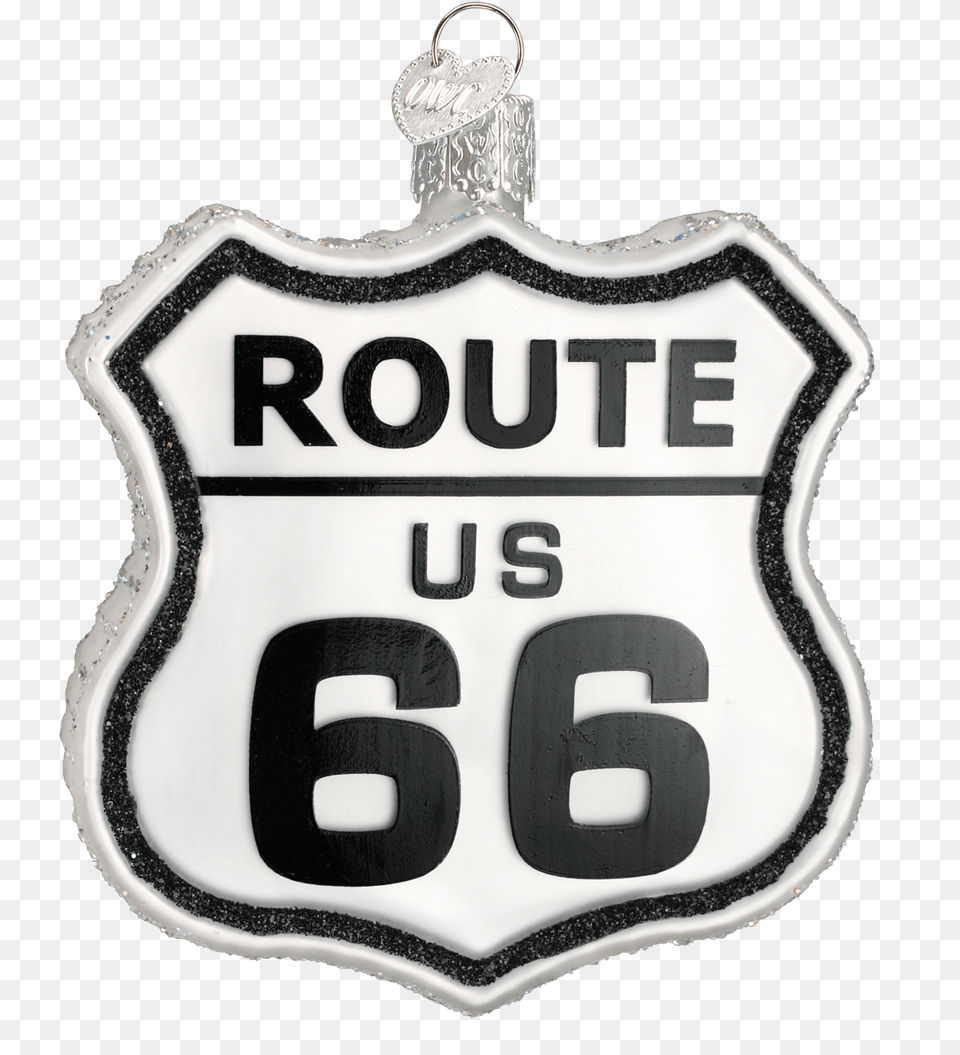 Historic Route 66 Road Sign Glass Ornament Cars Route 66 Sign, Badge, Logo, Symbol Free Png Download