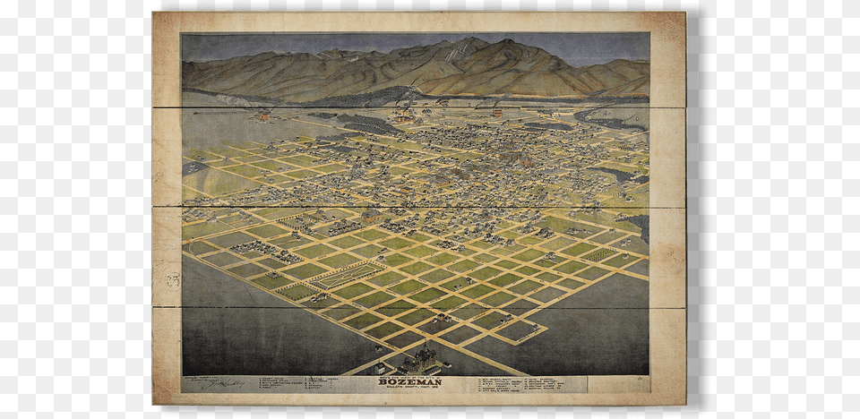 Historic Vintage Map Of Bozeman Montana Old Bozeman Mt, Chart, Plot, Outdoors, Computer Hardware Free Png Download