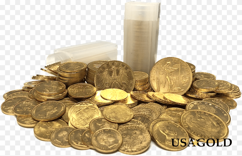 Historic World Gold Coins Sovereign Coin Stack, Treasure, Money, Person Free Png Download