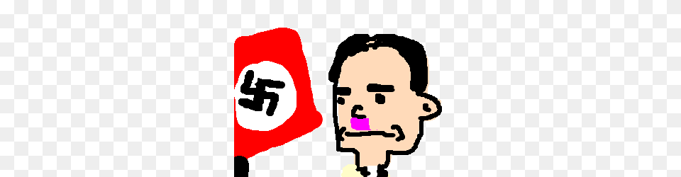 Hitler Head With Pink Mustache Next To Nazi Flag Drawing, Baby, Person, Food, Ketchup Png Image
