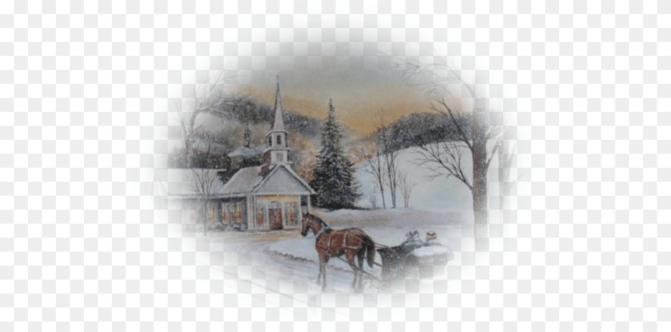 Hiver Silent Night Charles Roy Sticker Rectangle, Art, Painting, Animal, Horse Png
